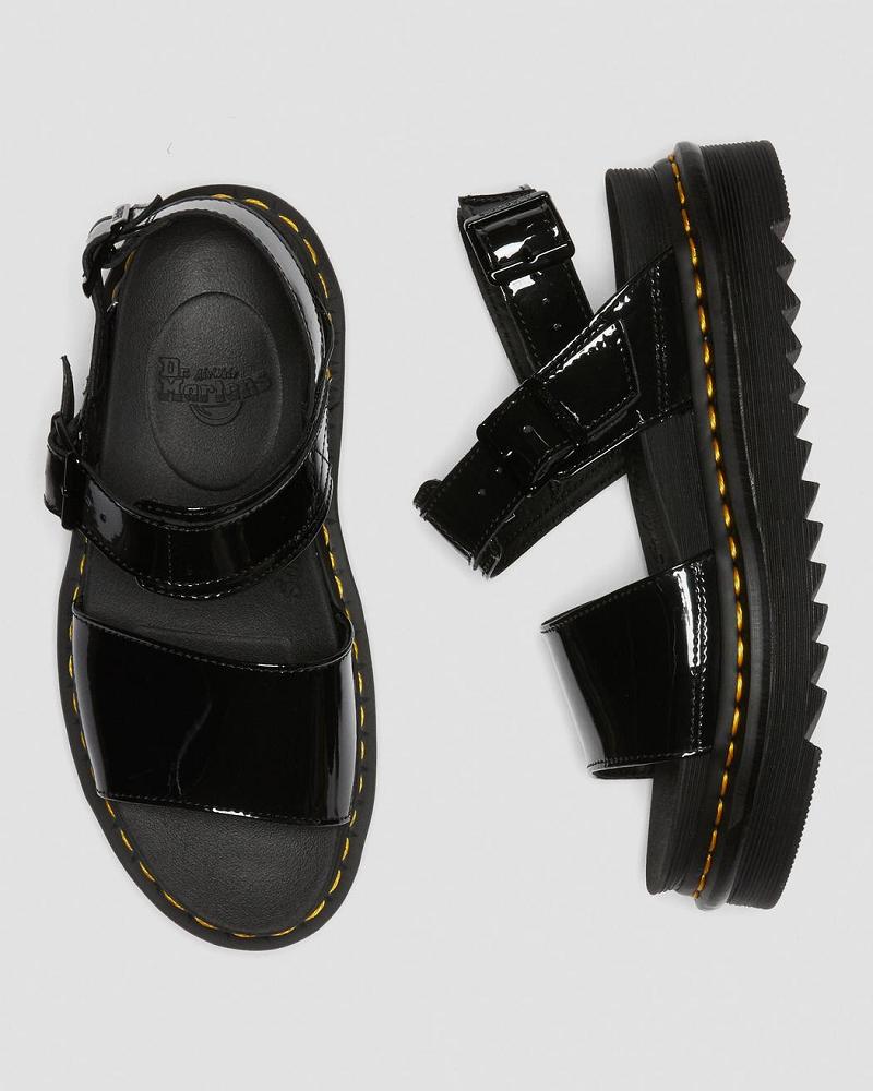 Sandalias De Gladiador Dr Martens Voss Charol Cuero Mujer Negros | MX 481MQZ